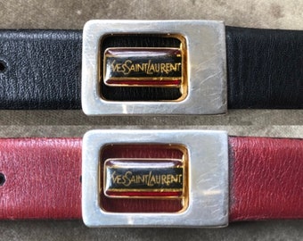 【関税&送料込】Saint Laurent Reversible Belt In Black Burgu Saint Laurent Reversible belt in black/burgundy leather