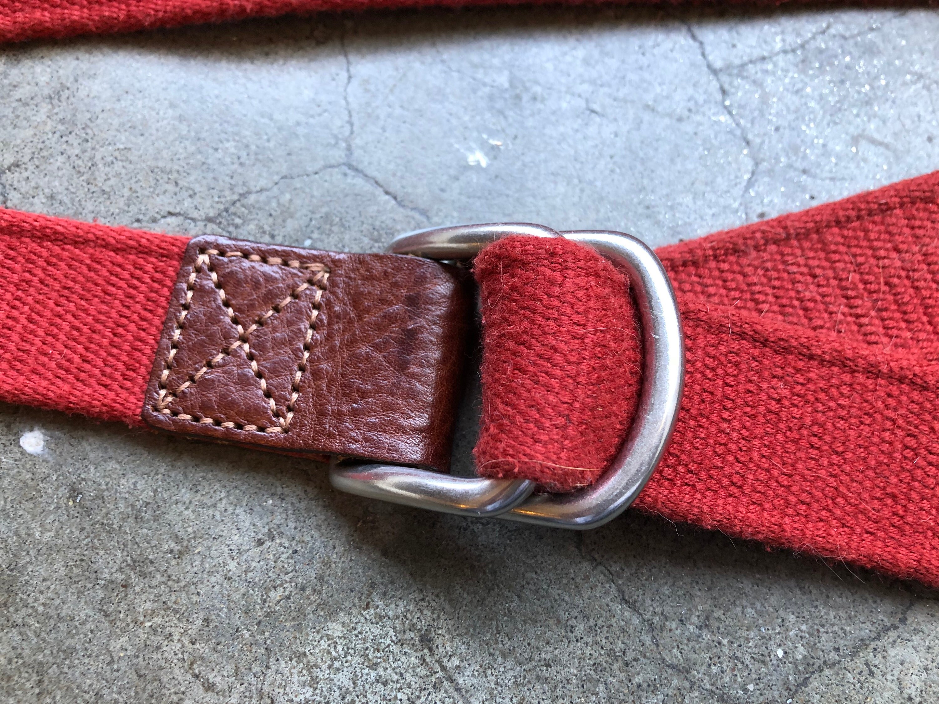 Vintage 90s Red Cotton Woven Adjustable Fashion Belt Brown  display picture 2