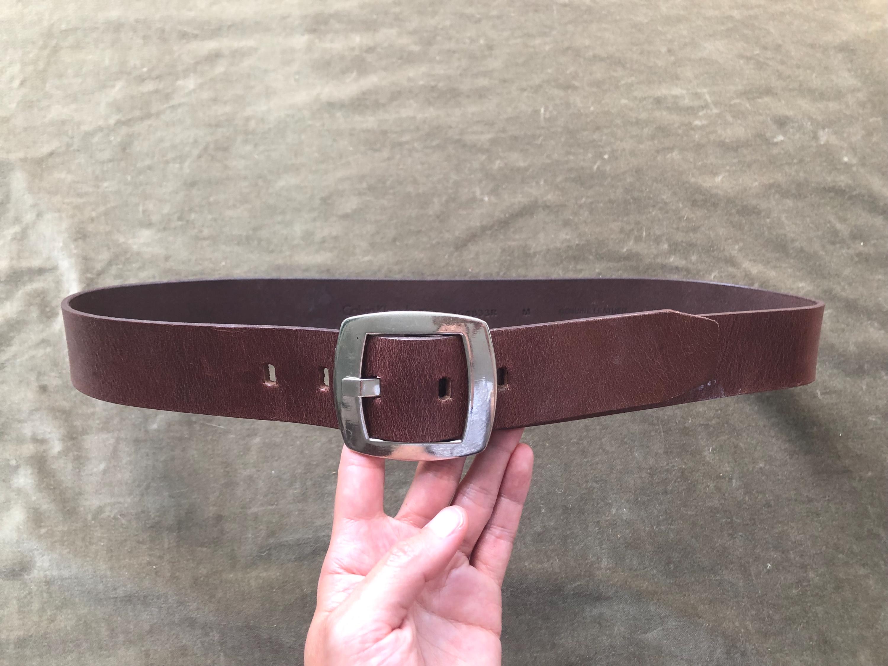 90’s CK CALVIN KLEIN VINTAGE DARK BROWN  VEGAN LEATHER BELT Calvin Klein Leather Belts for Men with Vintage for sale | eBay main image 4