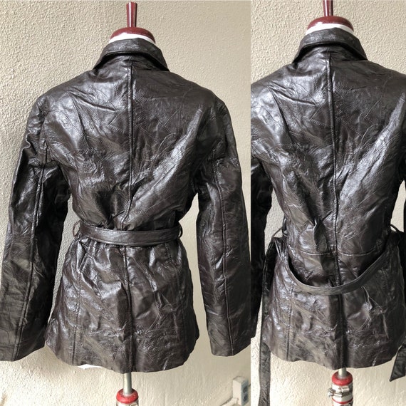 90s Espresso Dark Brown Leather Patchwork Sewn Pi… - image 7