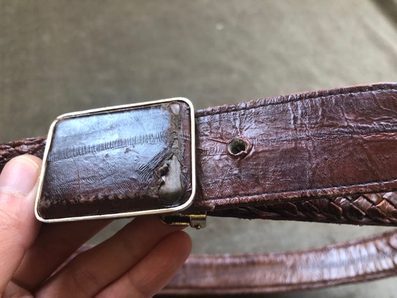 1970s Eelskin Genuine Eel Skin Leather Belt Mahog… - image 6