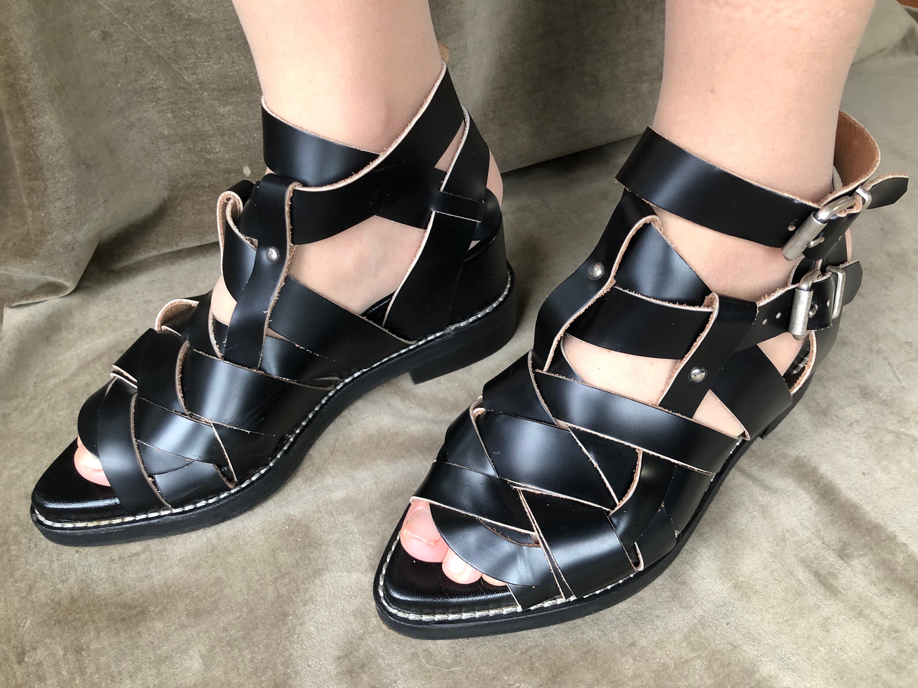 Acne Studios アクネ Kayla buckle sandals ACNE STUDIOS Embellished leather sandals | NET-A-PORTER