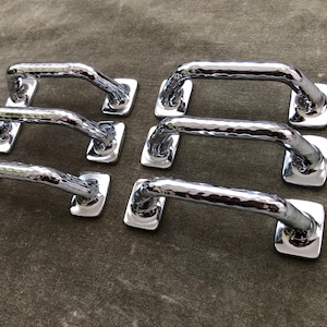 Hammered Silver Drawer Handles Pulls Set of 6 Polished Chrome Nickel Metal 3" 3" 4" Moden Contemporary Bar Pottery Barn y2k Shimmery Knobs