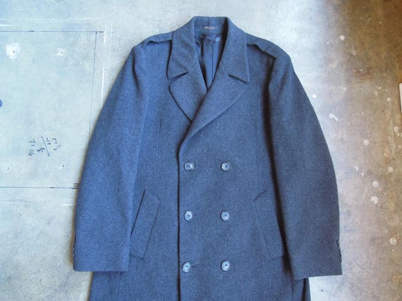 Vintage Dark Charcoal Grey Speckle Wool Long Overc