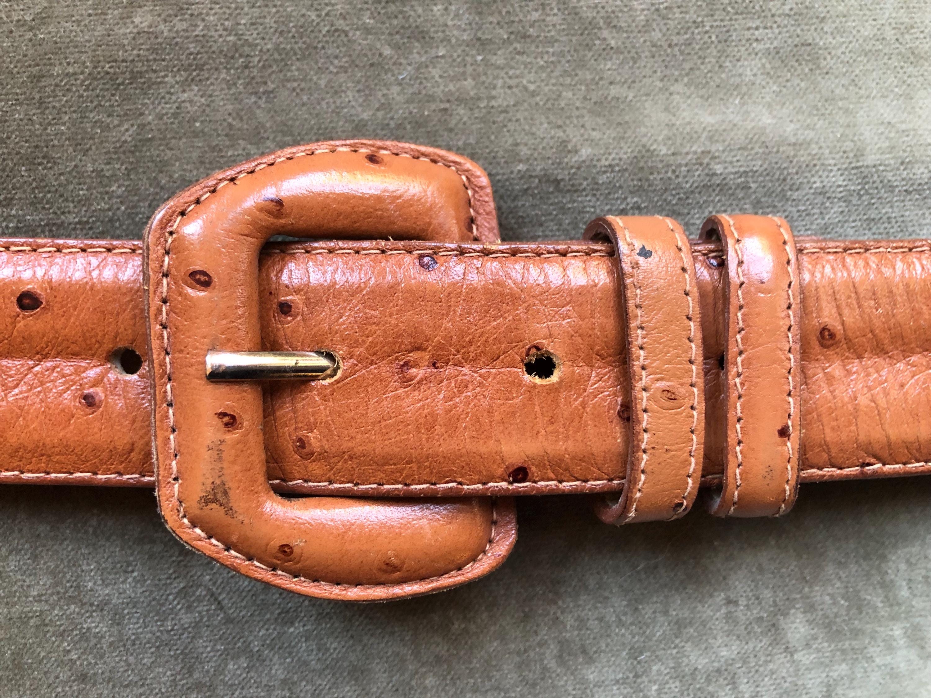 1970s 80s Ostrich Bump Embossed Tan Cognac Brown Leather  display picture 3