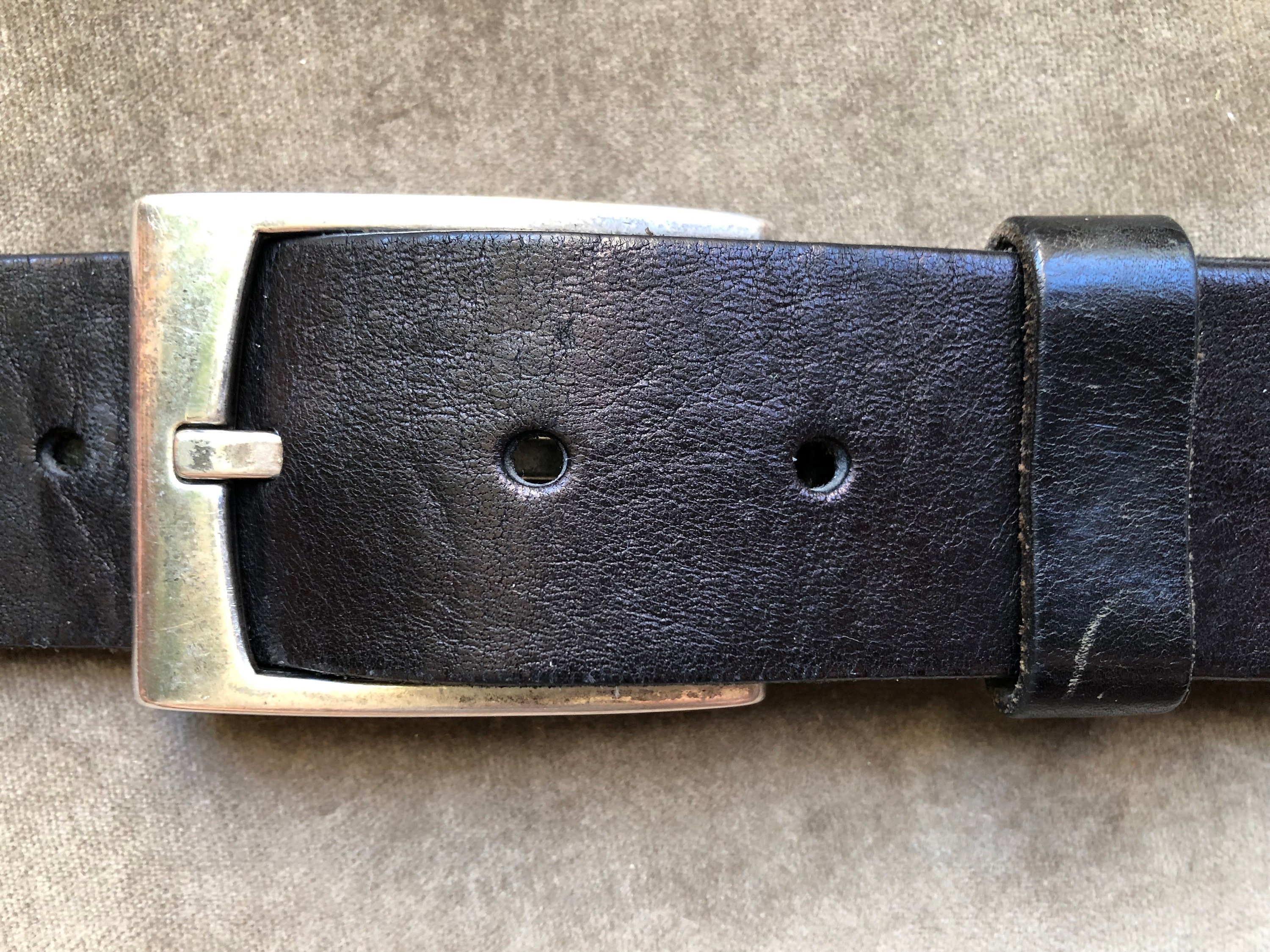 Levi’s Vintage Black Leather Belt Triple Stitch Red Yellow Teal Silver Size 34 Stitched Belt - Black | Levi main image 2
