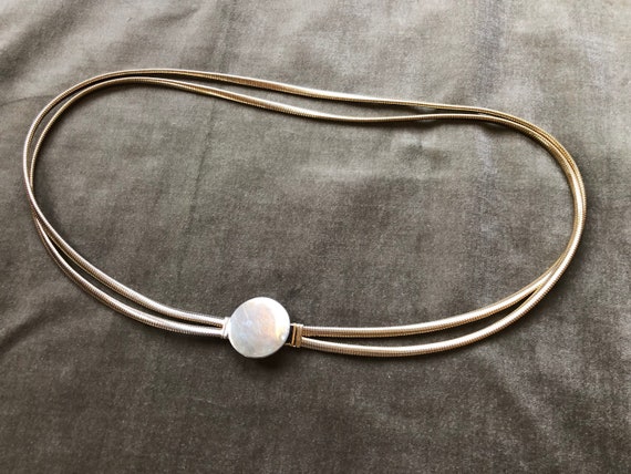 70s 80s Light Gold Metal Fashion Stretch Belt Vintage 1970s  display picture 1