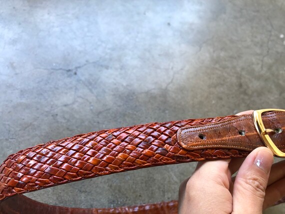 70s 80s Eelskin Woven Rust Brown Eel Skin Leather… - image 3