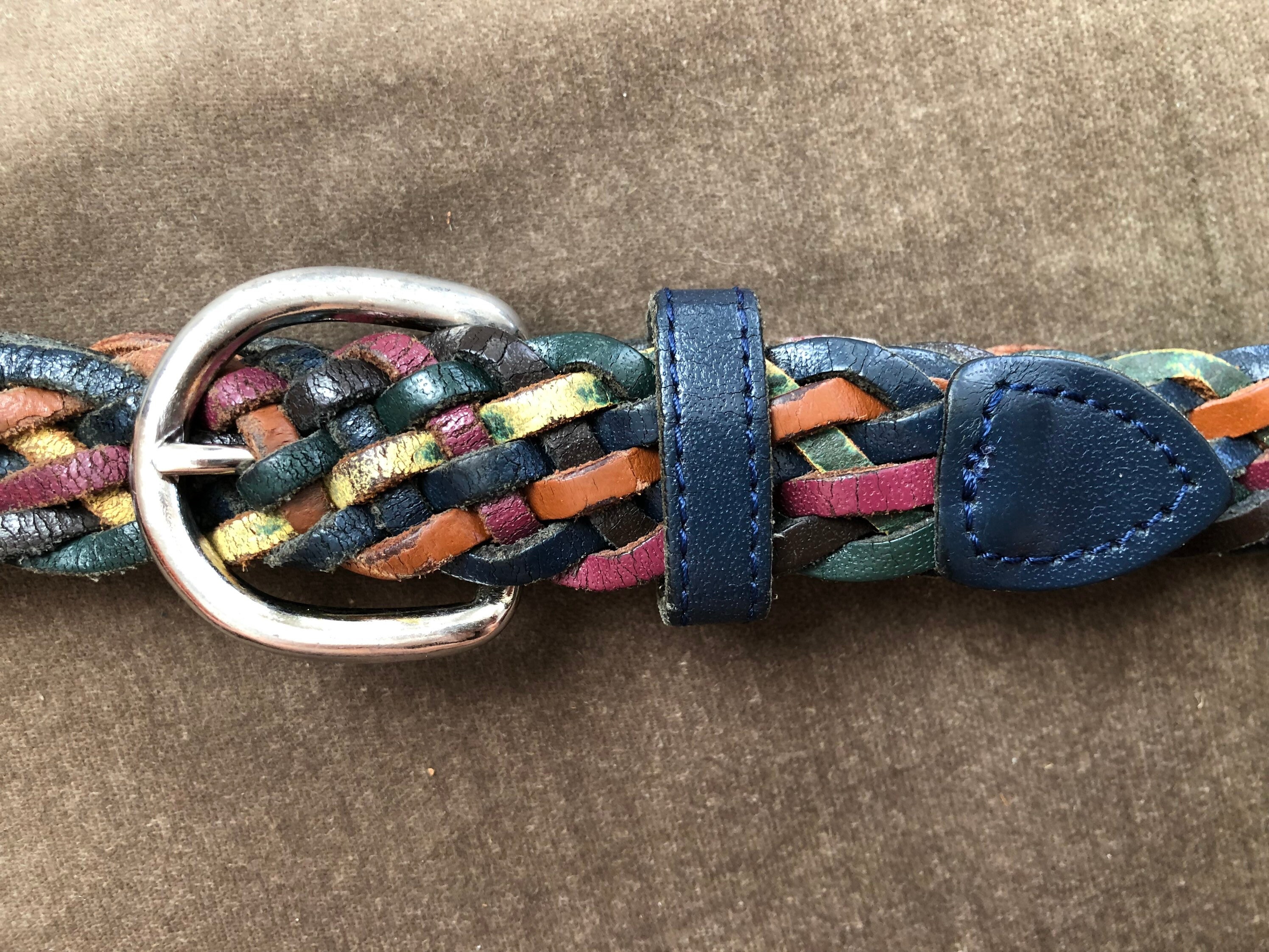 Vintage 80s Elite Woven Colorful Multicolor Belt Size Medium Vintage 80s Woven Rope Style Green And Pink Belt – Spark Pretty main image 3
