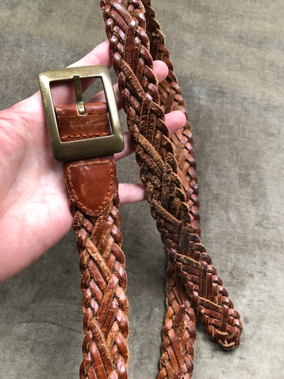 90s Pretty Brown Leather Heavy Duty Belt 1990s Vintage  display picture 1