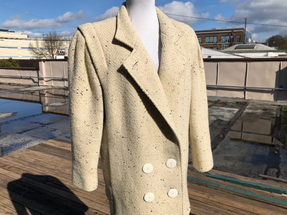 50/% OFF SALE 1980s Ecru Double Breasted Coat