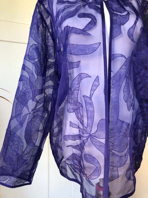 Ultra Sheer Silk Organza Voile Art Jacket Long Sl… - image 3