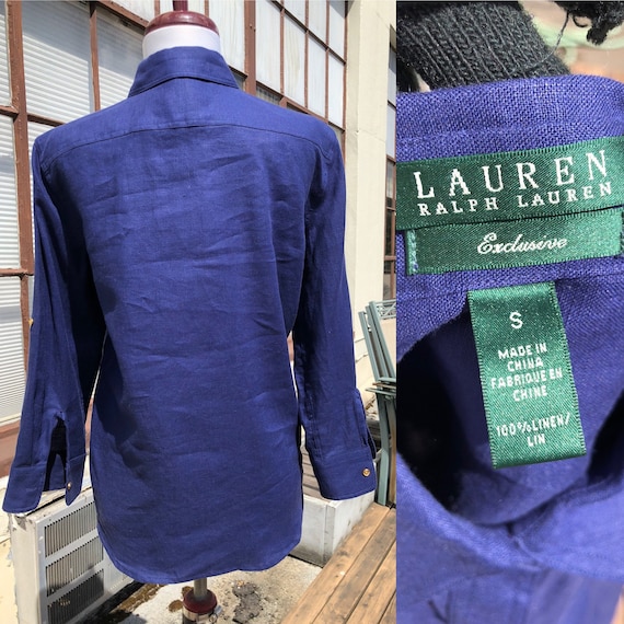 Ralph Lauren Dark Blue Linen Woven Boxy Fitted Ox… - image 10