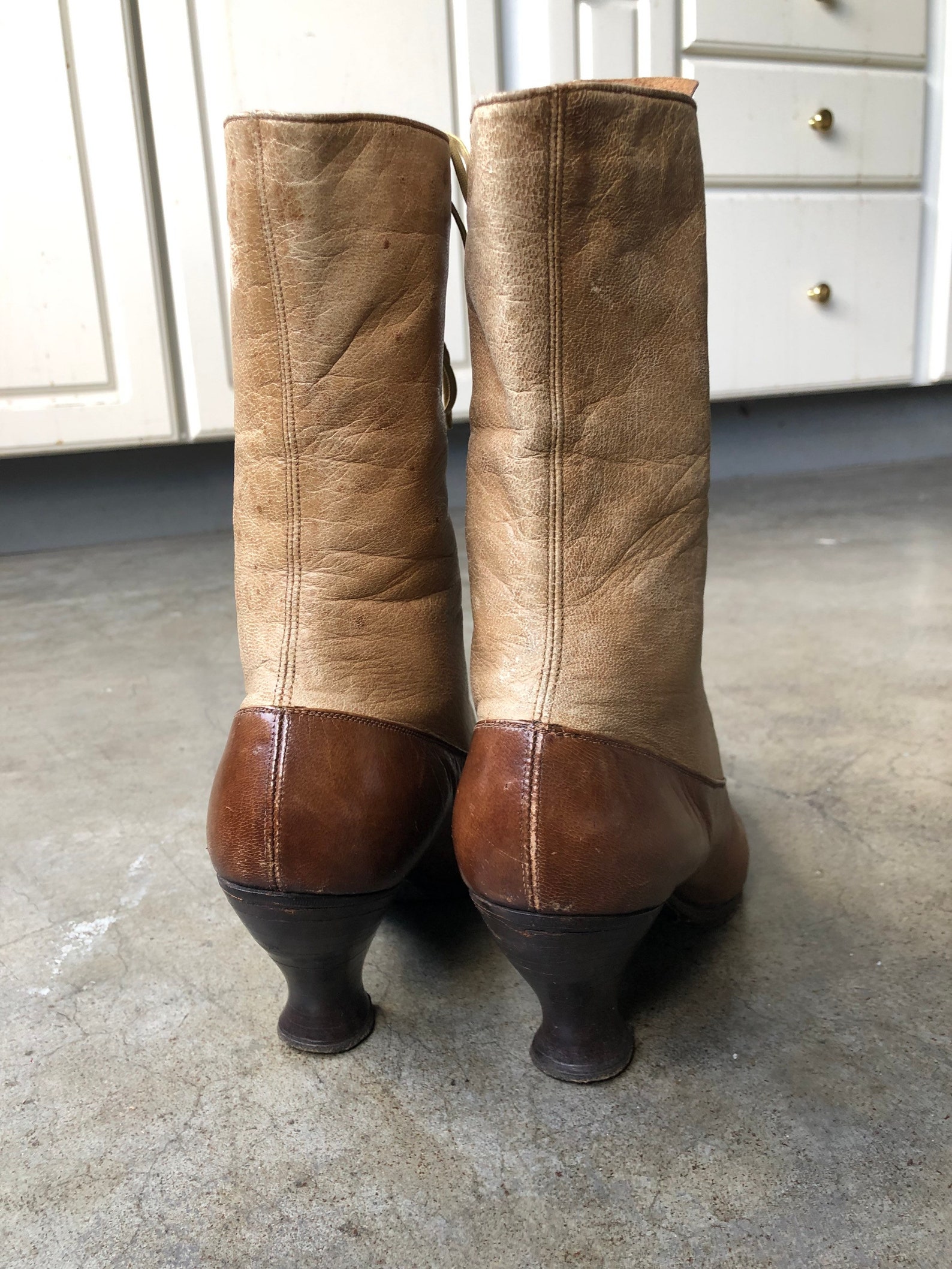 2 tone leather boots