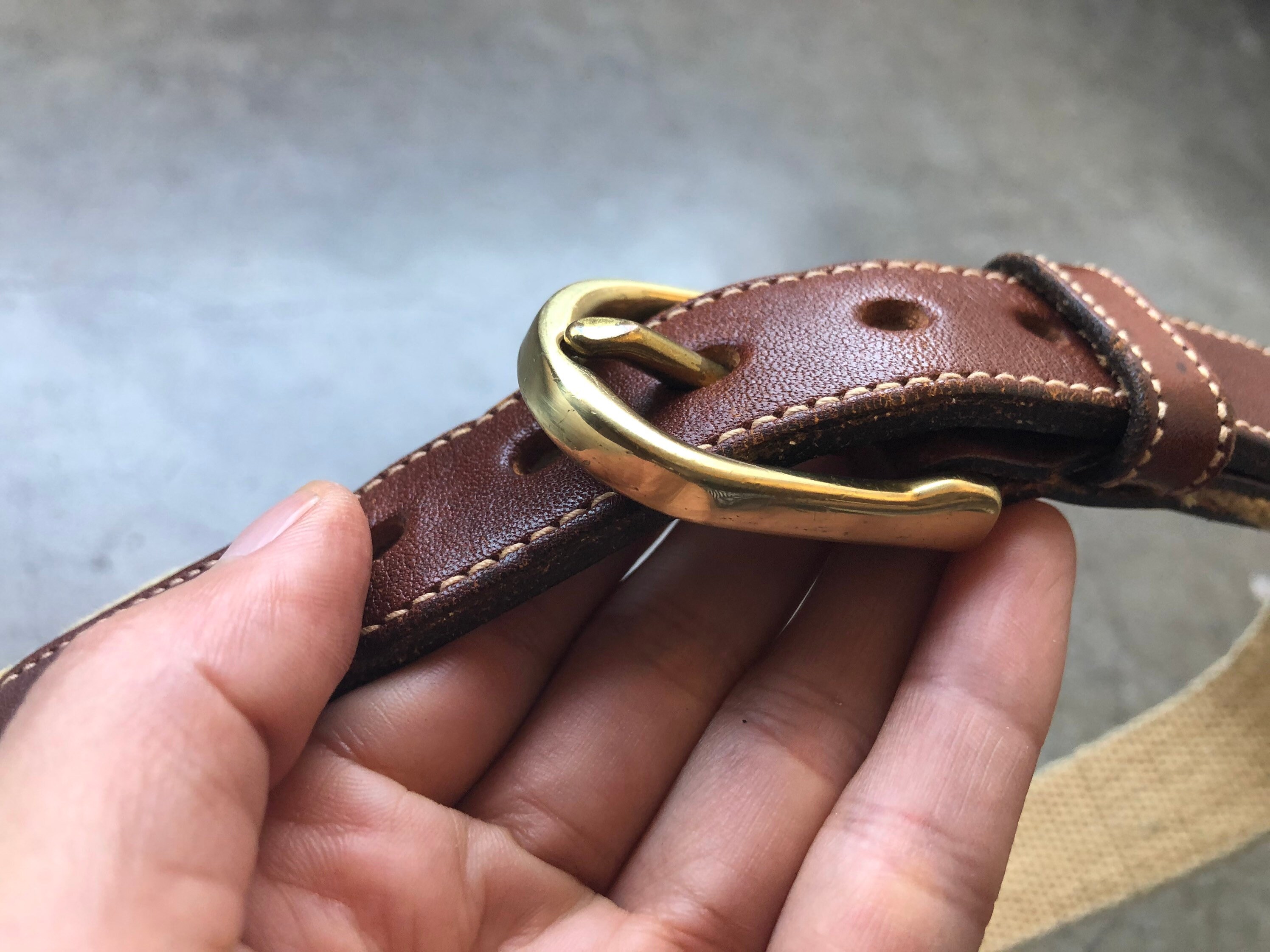 Dooney & Bourke Navy Blue and Tan Leather Men’s Belt with Brass Buckle Dooney & Bourke Wool Surcingle Belt Women | Mercari main image 4