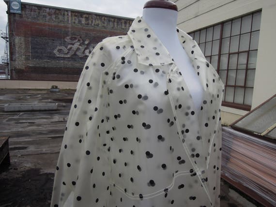 Vintage Clear Polka Dotted Raincoat Belted Buckle