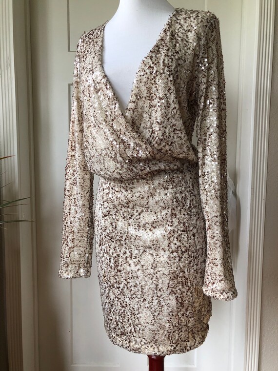 90s Shimmery Sequined Python Snake Skin Print Lon… - image 7