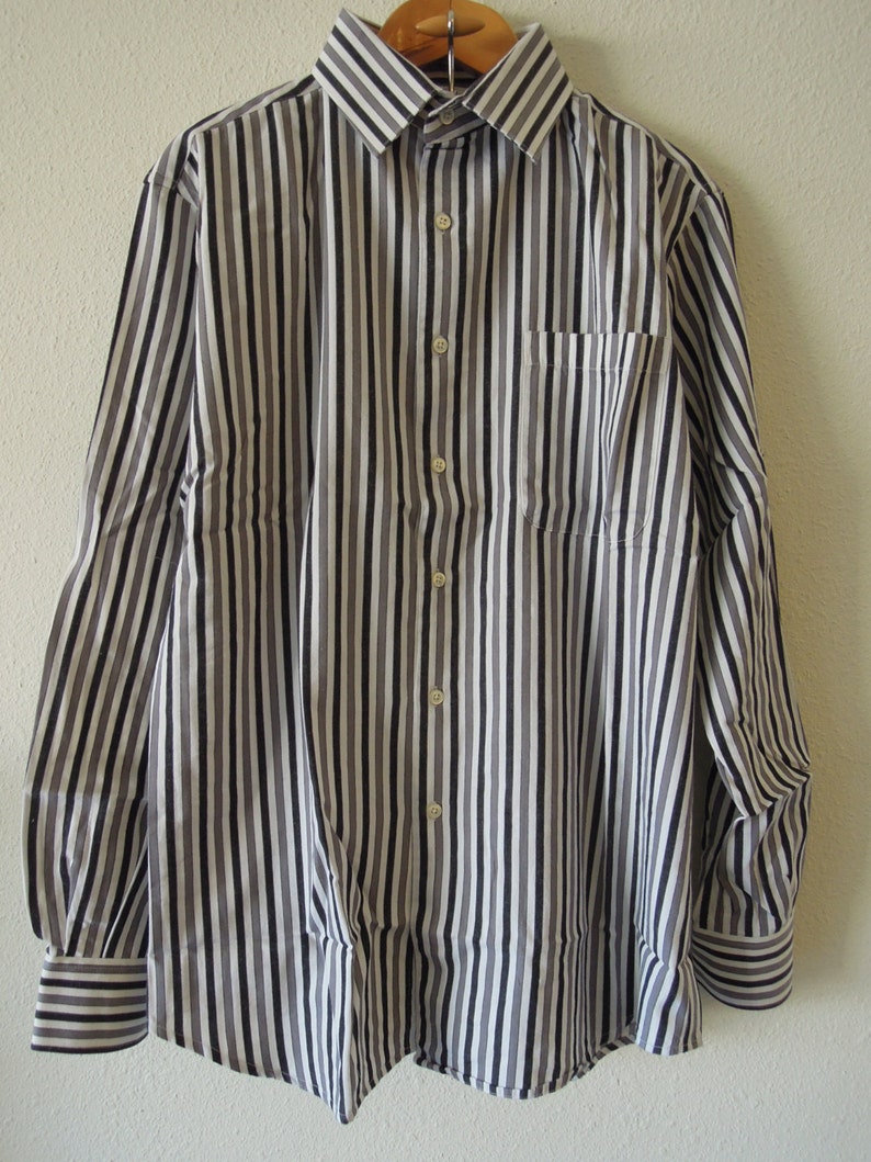 Vintage Cotton Woven Vertical Striped Long Sleeved Button Down | Etsy