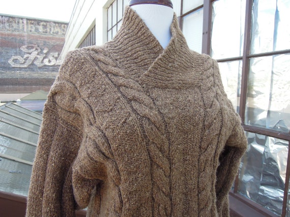 Antique Mens 1930s 40s Tan Camel Chunky Knit Fair… - image 9