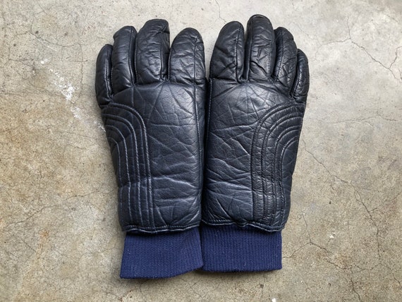 70s Puffy Dark Navy Blue Ski Gloves Winter Snow A… - image 8