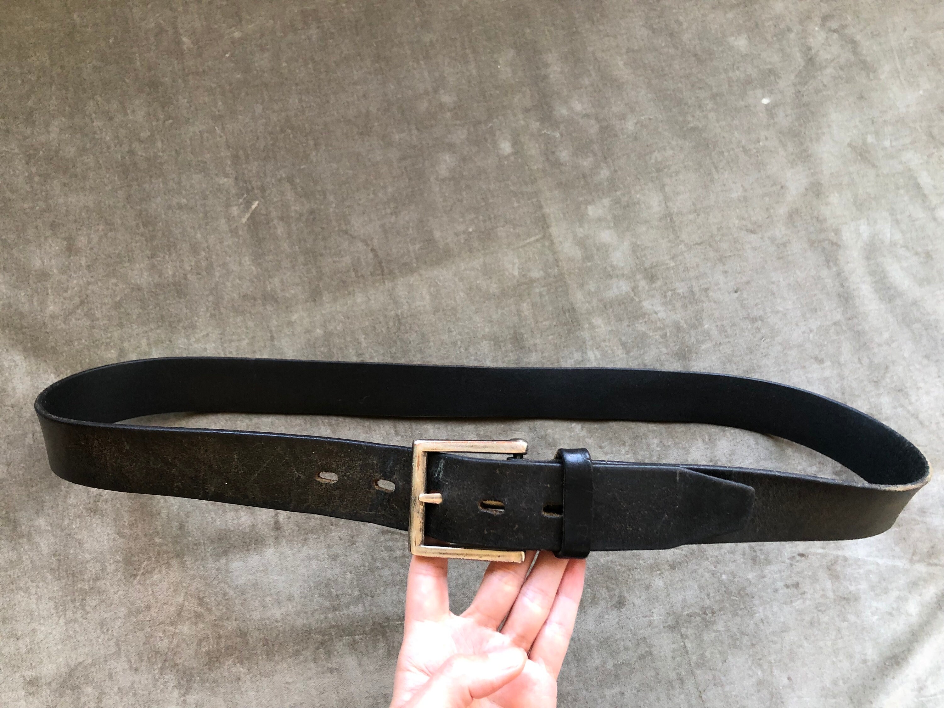 Thick Black Leather Work Belt Heavy Duty Wide Industrial Thick Black Leather Work Belt Heavy Duty Wide Industrial