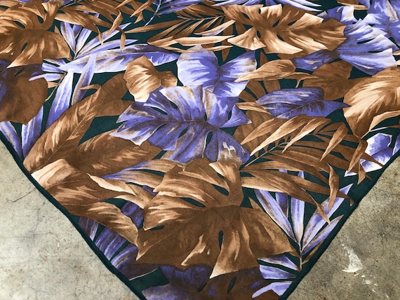 Large Sheer Silk Chiffon Floral Tropical Leaf Haw… - image 1