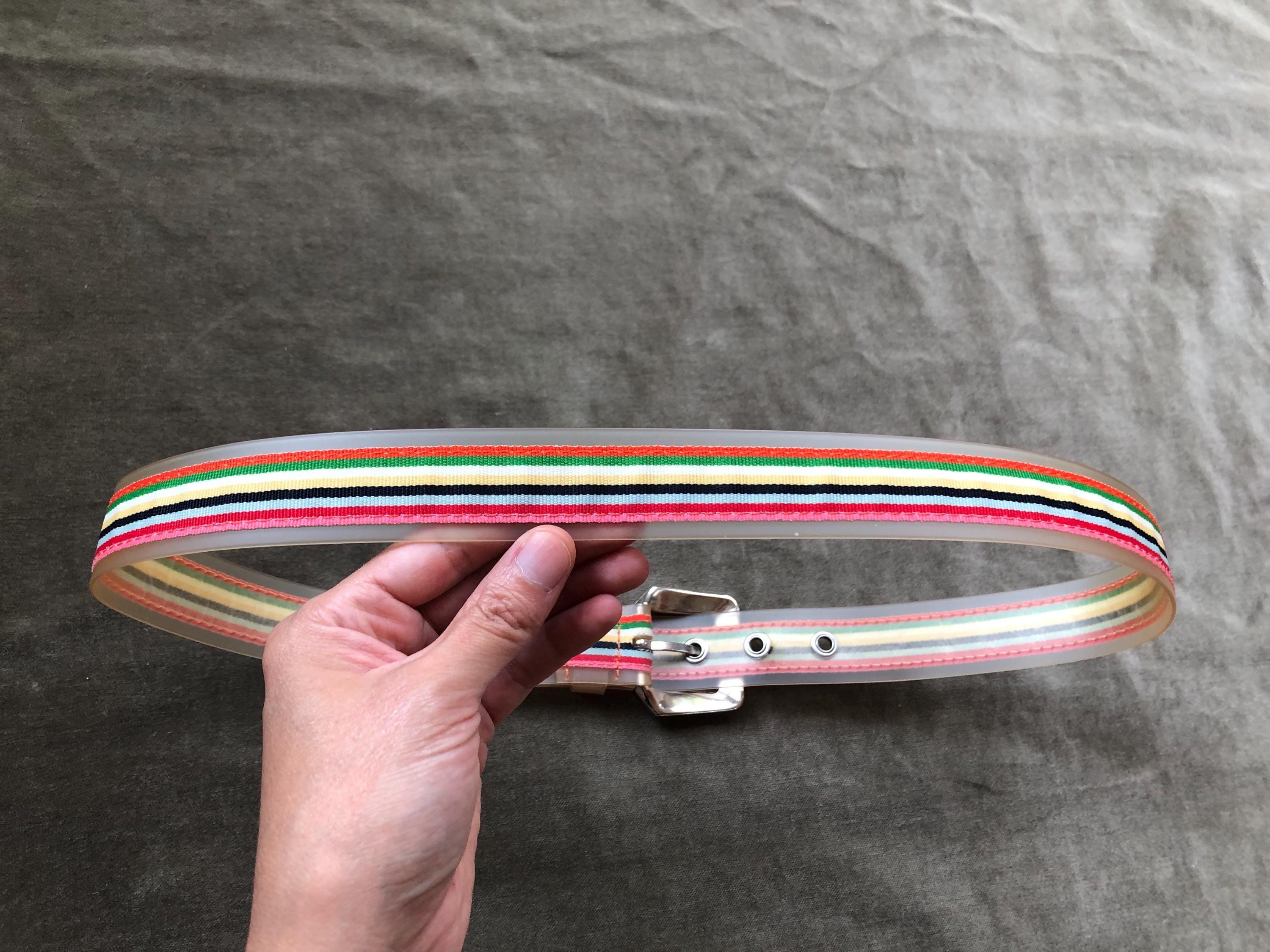 Vintage Rare Jelly Translucent Fashion Belt Vintage Clear Plastic Belt, 80s Acrylic Studded Belt, Gold  main image 4