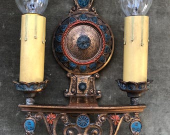 1920s Antique Dog Head Pair Set Spanish Revival Hammered Gothic