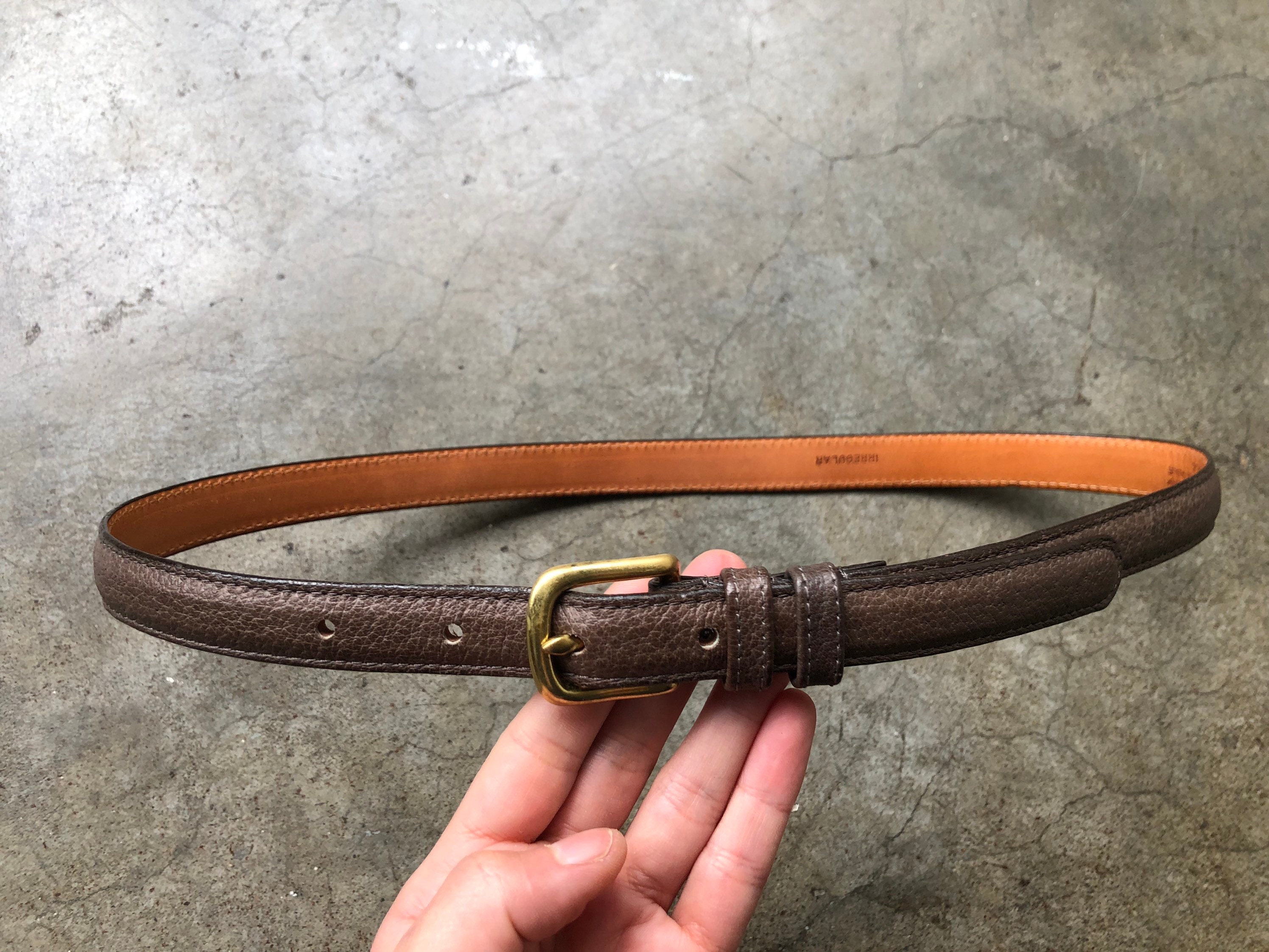 Rare COACH Pigskin Textured Skinny Leather Belt Solid Brass