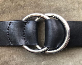 90s Dark Brown Leather Woven Belt Unisex Vintage Size 32 33  display picture 1