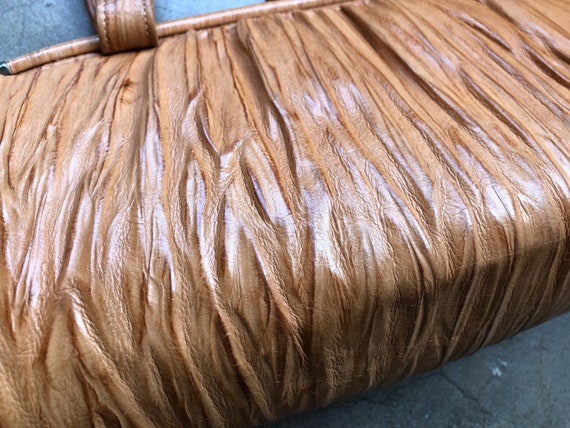 Vintage Japanese Wrinkled Tan Brown Leather Rumpl… - image 2