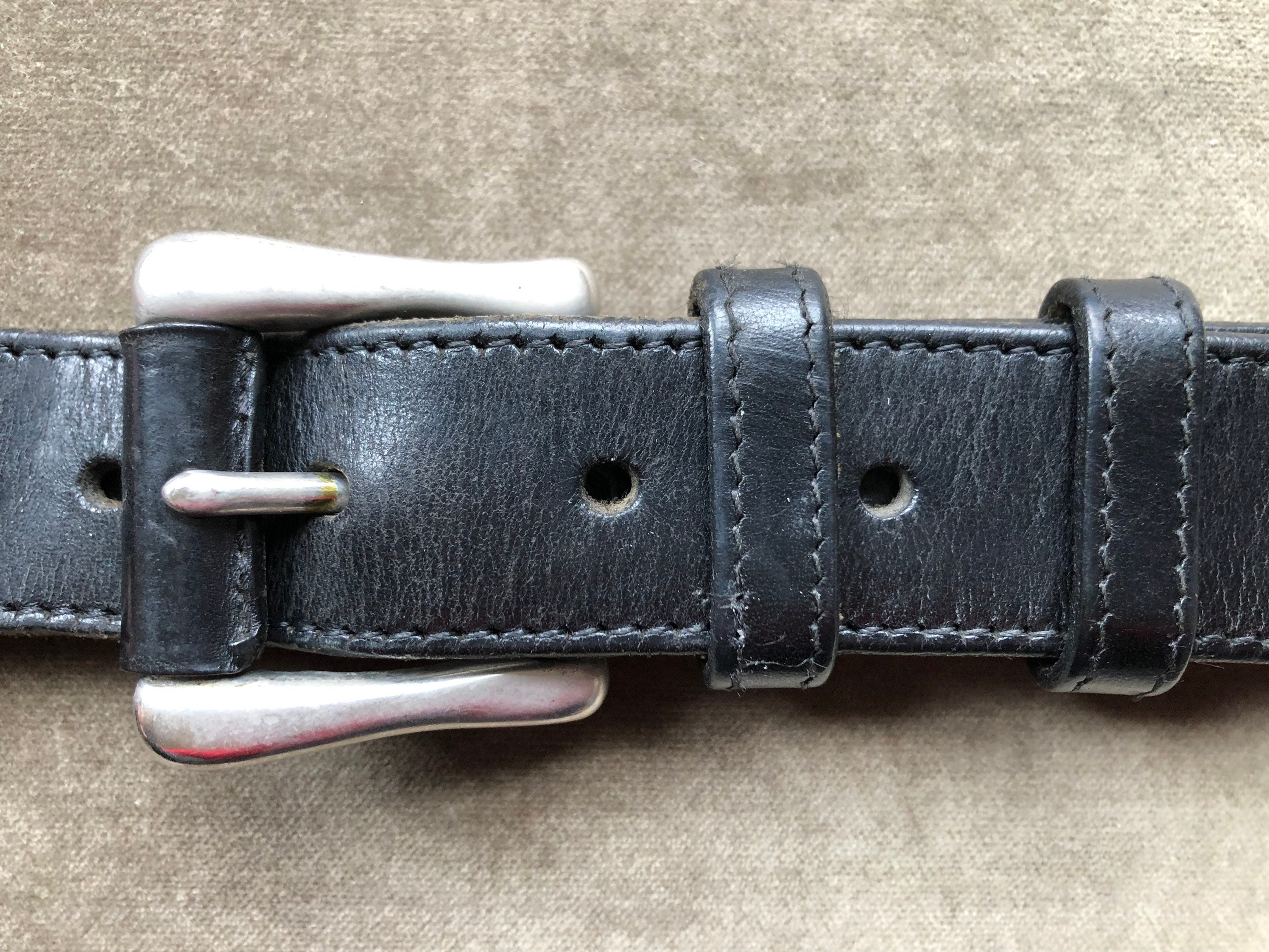 90s Thick Black Leather Heavy Duty Steel Square Buckle  display picture 3