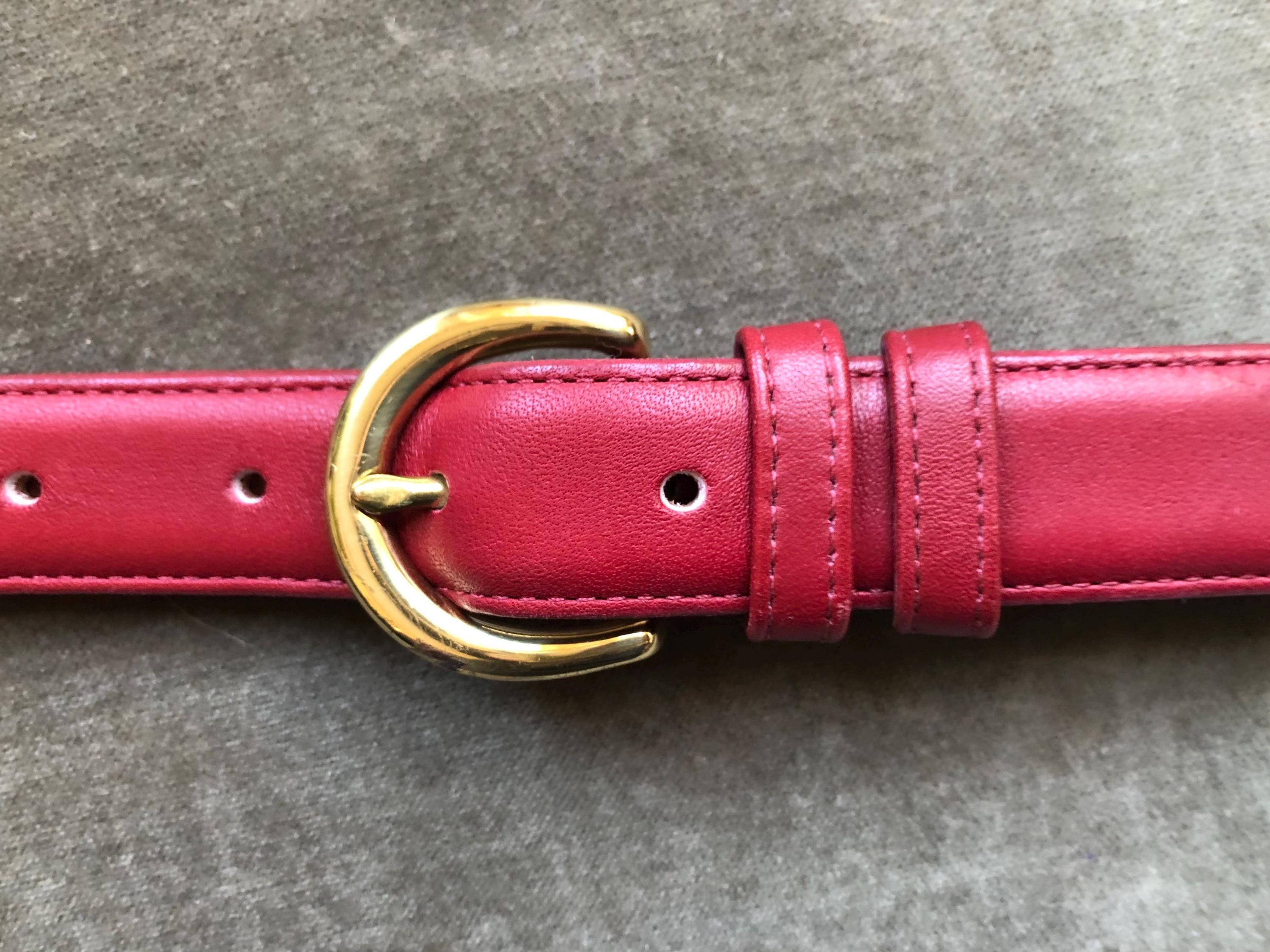 COACH Vintage Dark Red Glove Tanned Leather Belt Round Solid  display picture 2