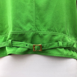 90s Silk Satin Sateen Bright Lime Neon Green Belted Buckle Waist Sleeveless Tank Blouse Shell Top Shirt Womens Vintage sz 14 L XL 1990s Silk