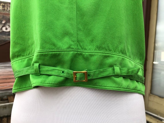 90s Silk Satin Sateen Bright Lime Neon Green Belt… - image 1