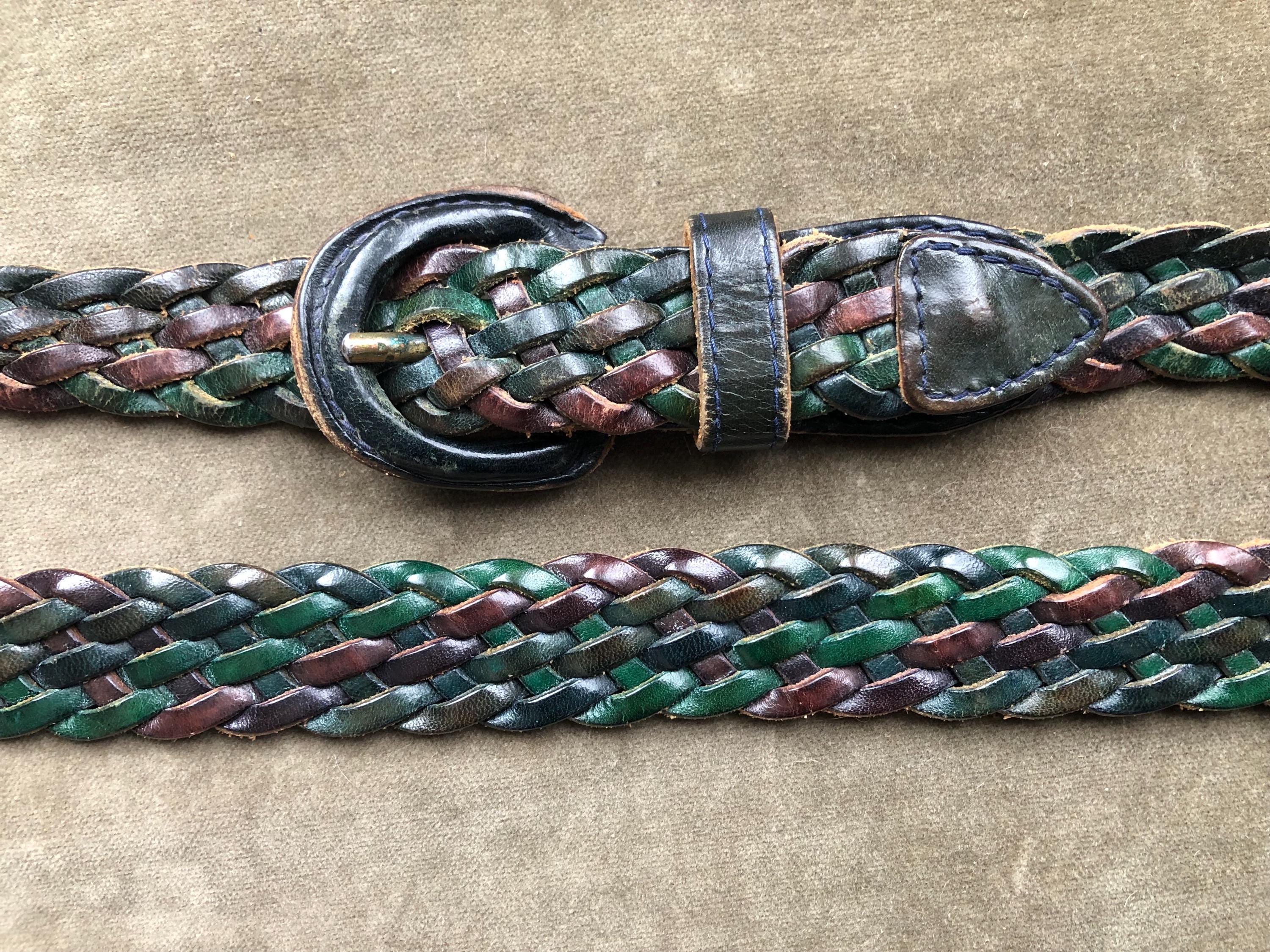 VINTAGE CHUNKY MULTICOLR BRAIDED BELT GIRLIE PINK PURPLE SILVER GREEN BLUE Braided Rainbow Waist Statement Belt Colorful S/M VTG 80s  main image 2
