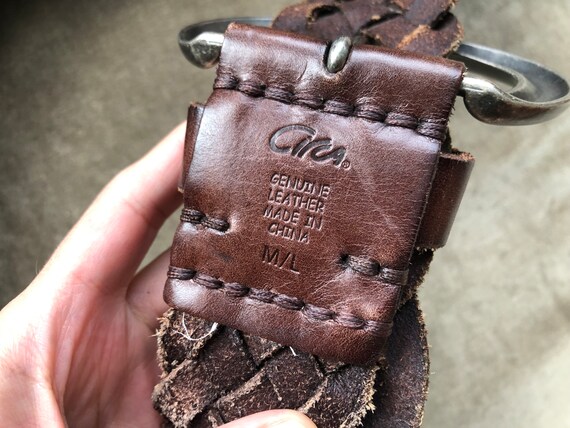 Heavy Duty Thick Chunky Dark Brown Wide Leather Belt Woven 