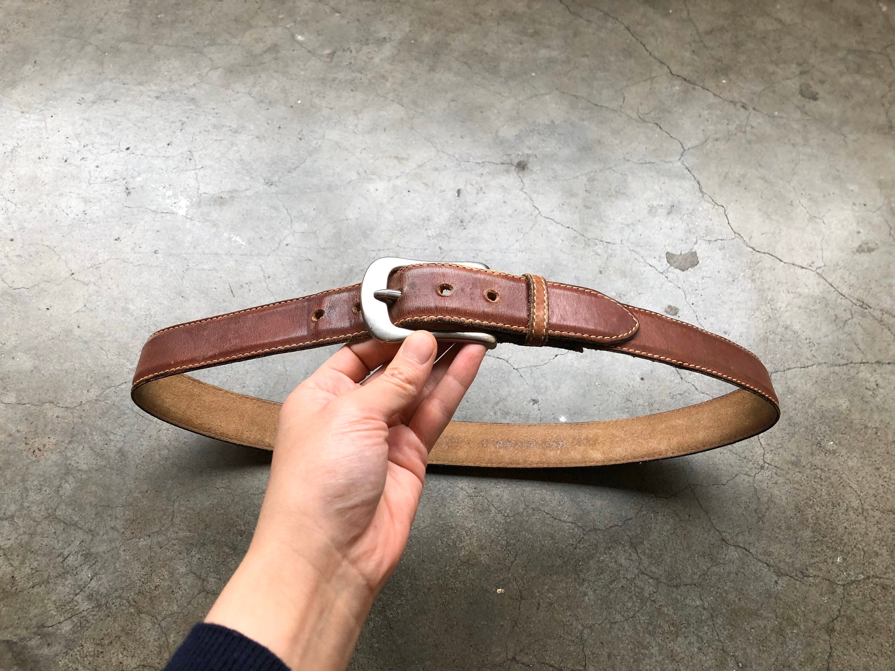 BROWN SEWN EDGE, GENUINE LEATHER 3/4\