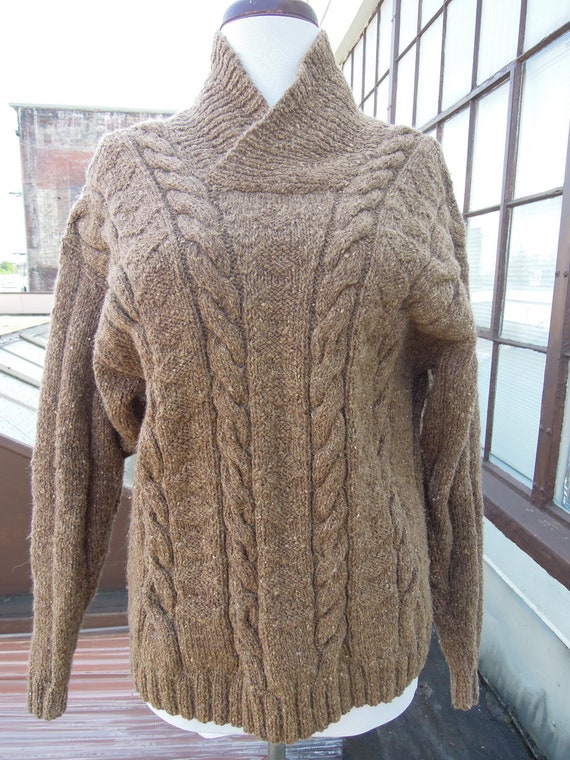 Antique Mens 1930s 40s Tan Camel Chunky Knit Fair… - image 8