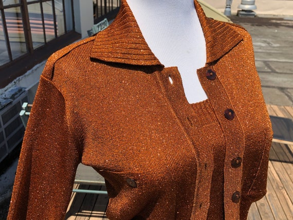 2pc Copper Rust Brown Rayon Metallic Knit Womens B