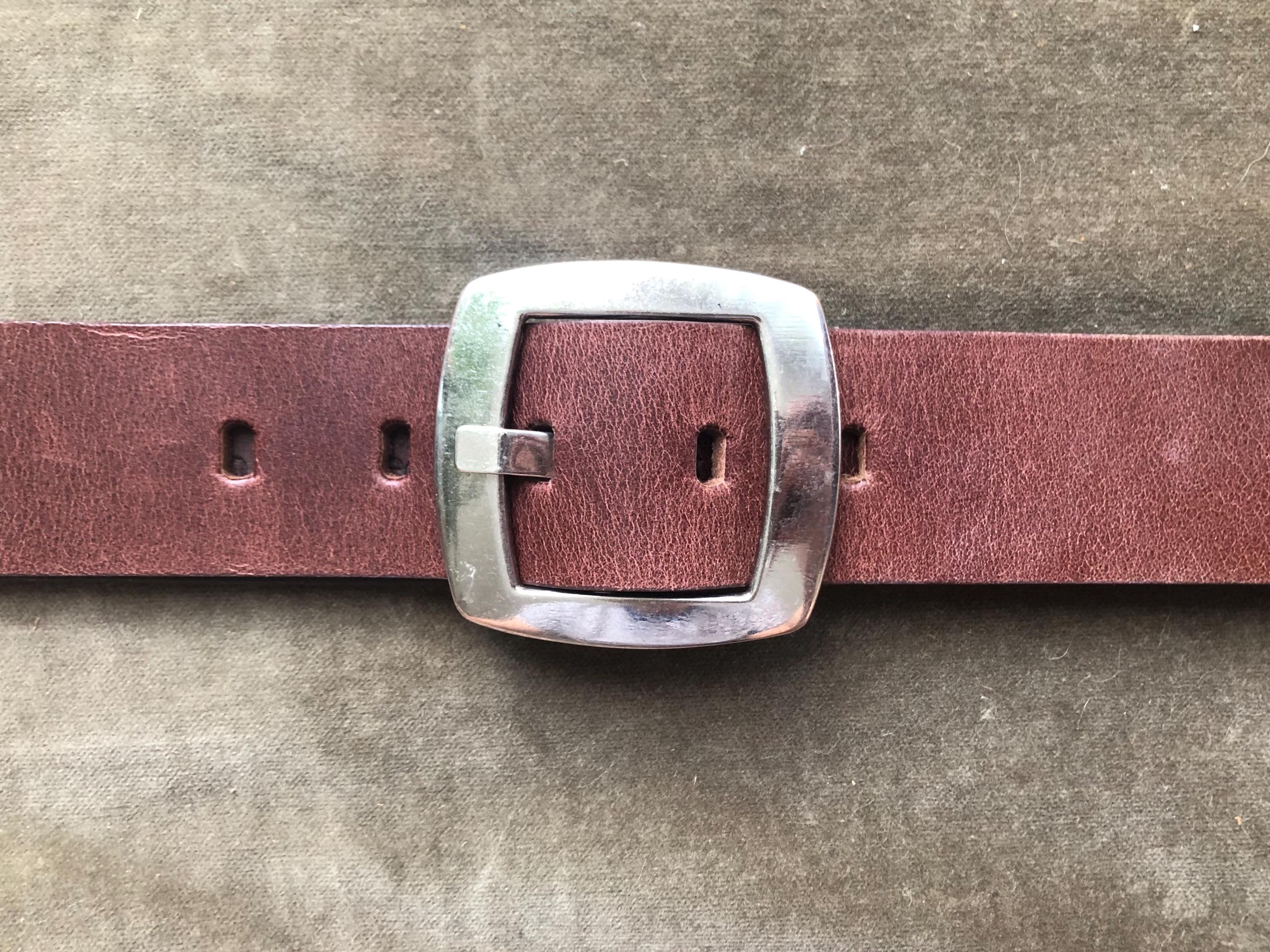 Vintage 90’s Calvin Klein Belt Leather Brown with Silver buckle Size S cbk 90s Ck Calvin Klein Thick Wide Heavy Duty Dark Brown Leather  main image 2