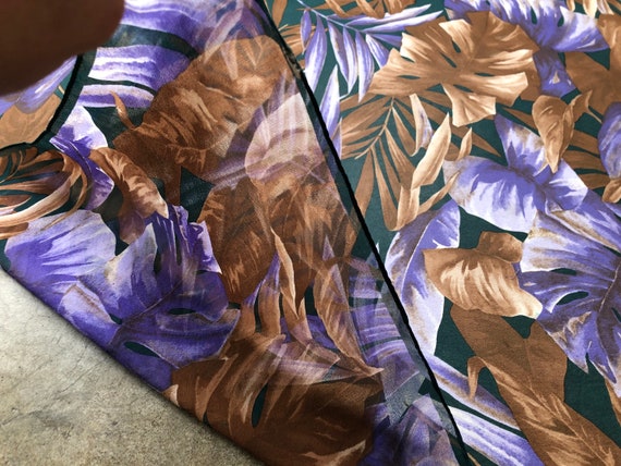 Large Sheer Silk Chiffon Floral Tropical Leaf Haw… - image 5