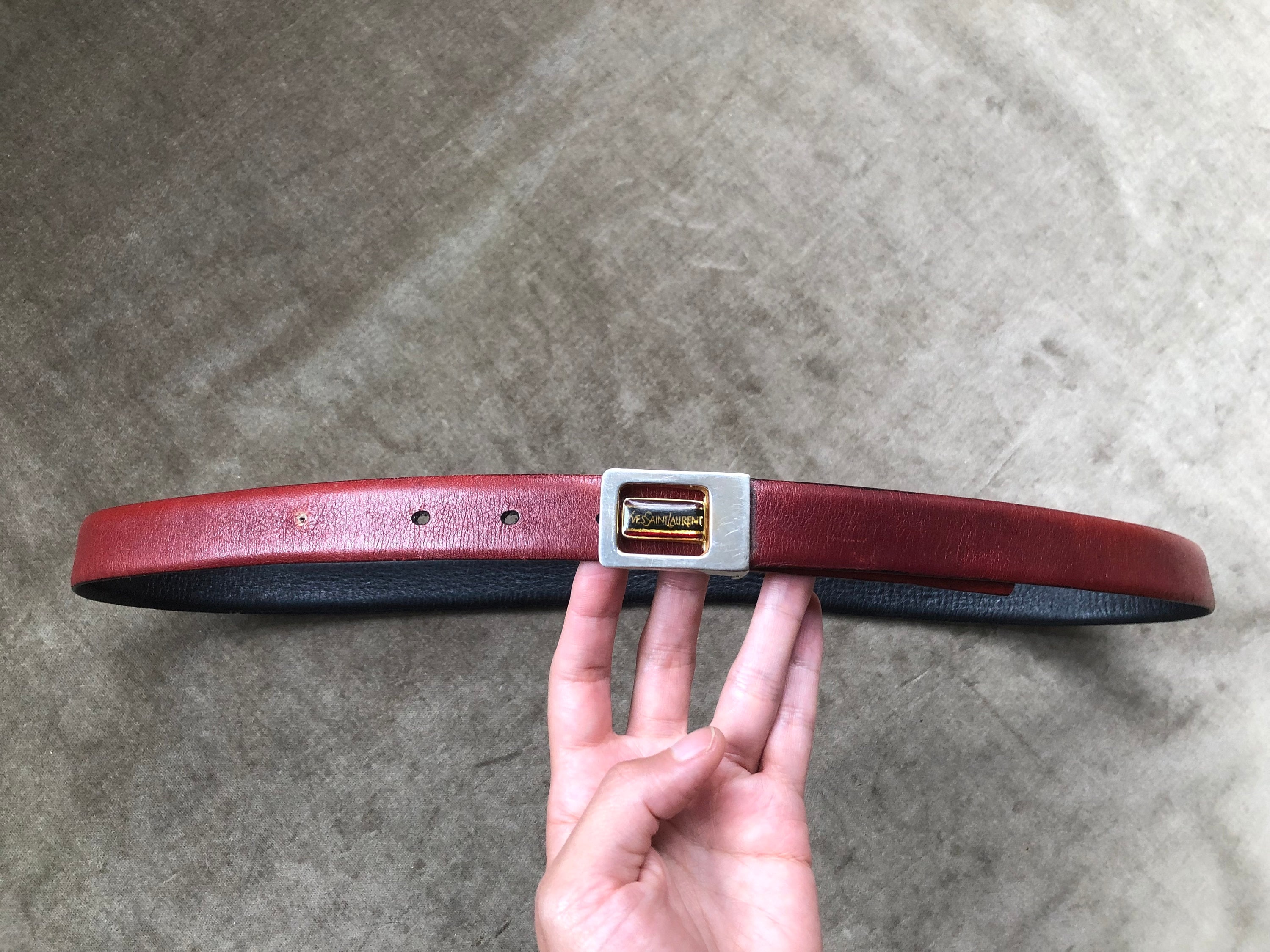Vintage Yves Saint Laurent Retro Belt Enamel YSL Logo Clamp