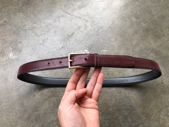 80s 90s Genuine Snakeskin Burgundy Skinny Slim Leather  display picture 2