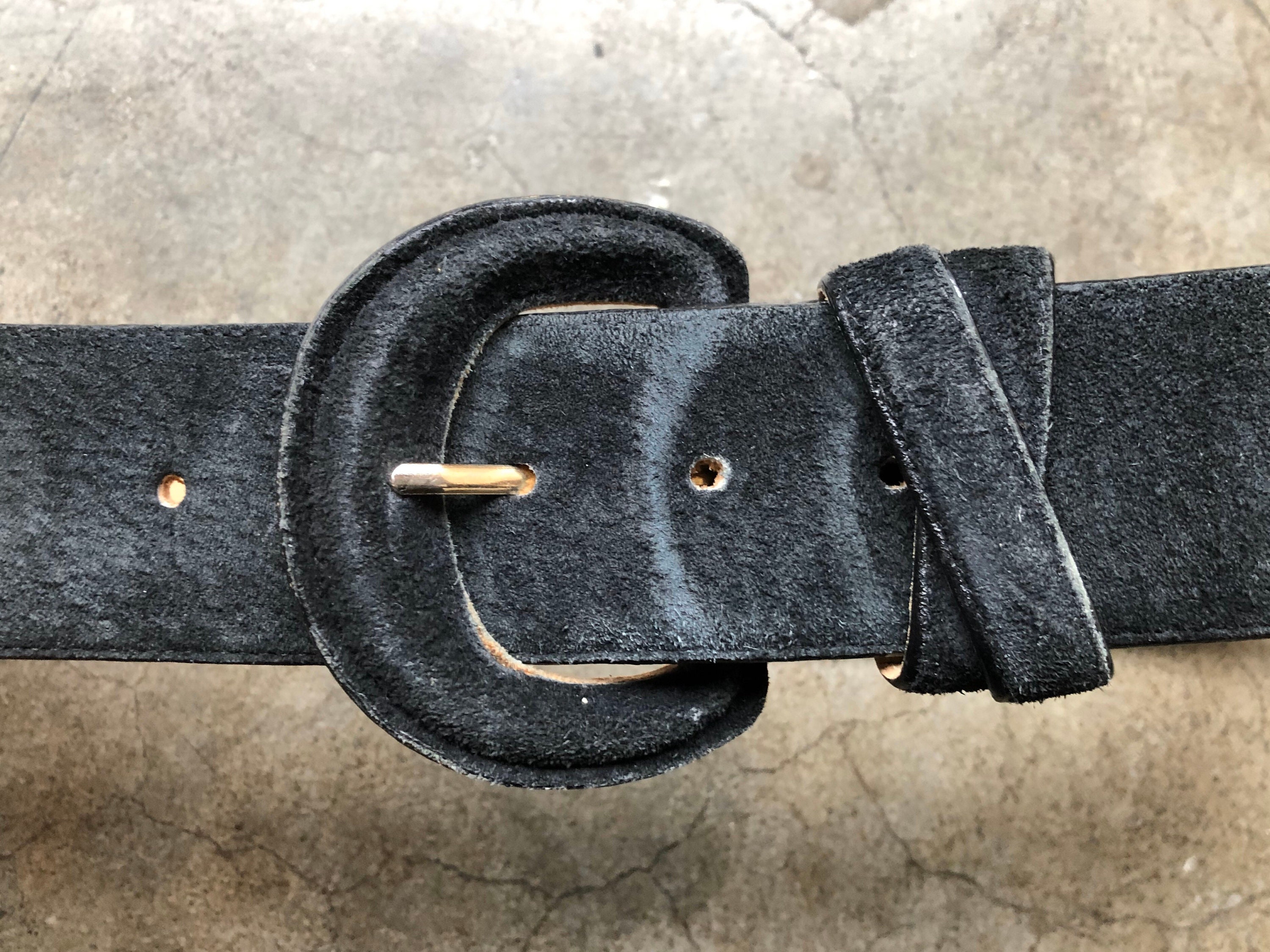 Vintage Amanda Smith Navy Genuine Leather Gold Buckle Waist Belt XL 80s 90s Vintage Amanda Smith Brown Leather Belt: 1980s Retro Chunky  main image 4