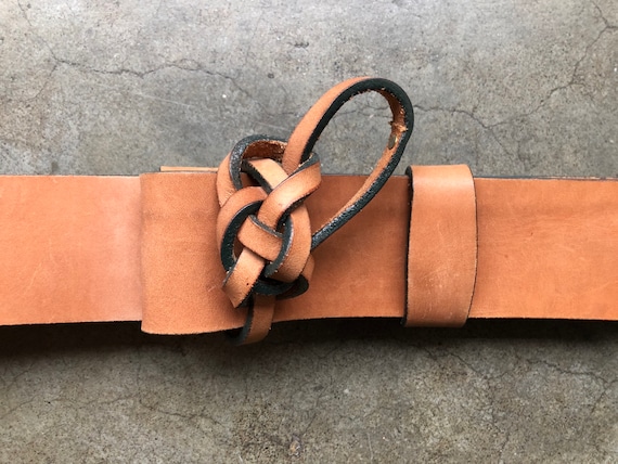 90s Lucky Brand Celtic Knot Sculptural Folded Wide Thick Tan  display picture 1