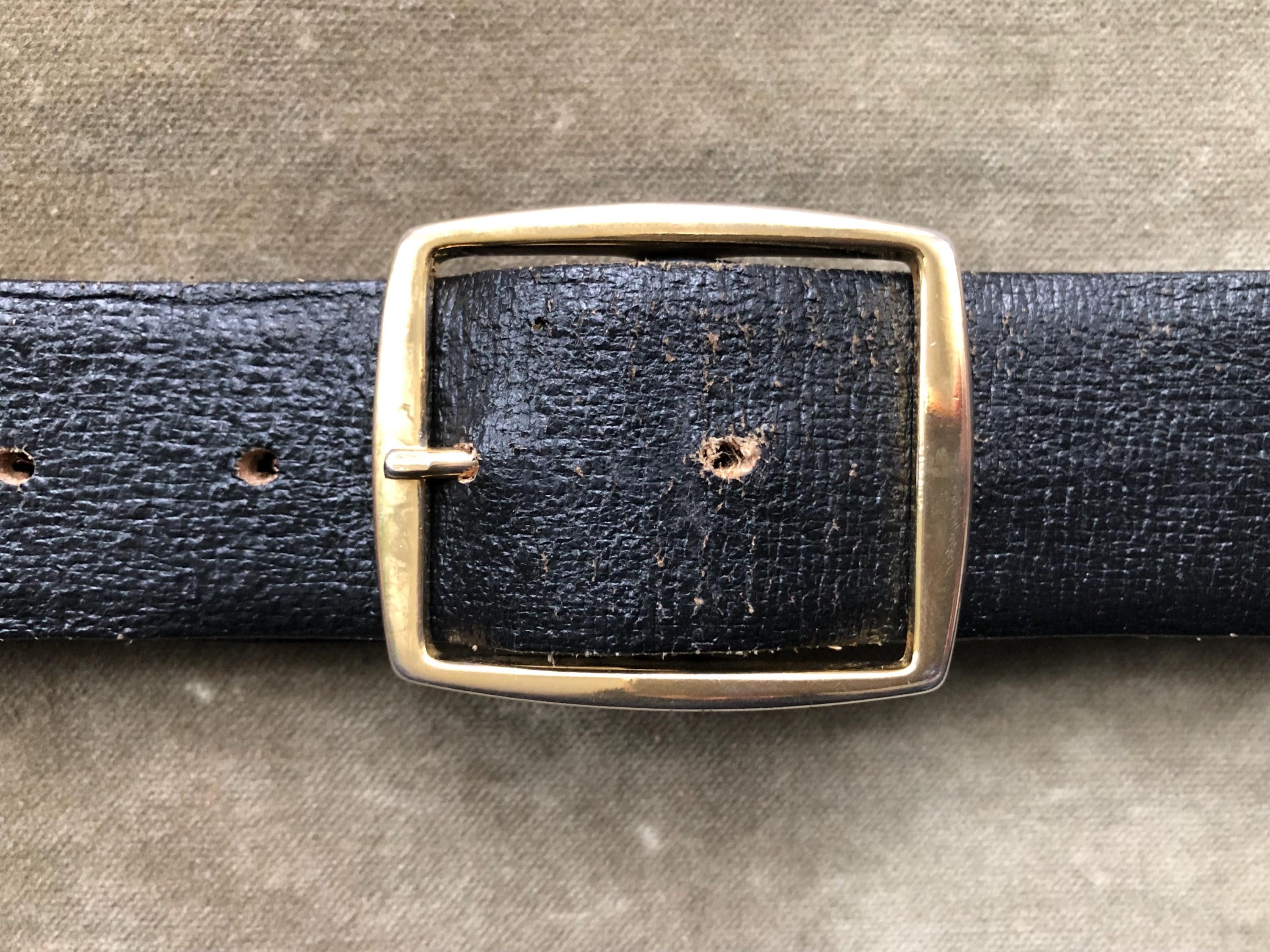 Brown Leather Belt Gold Square Buckle - Etsy display picture 1