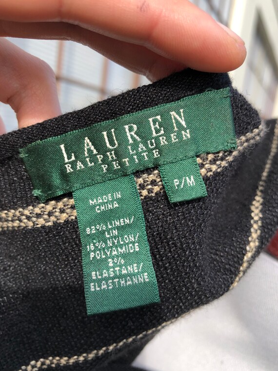 Black Linen Knit Woven Ralph Lauren Sleeveless V … - image 10