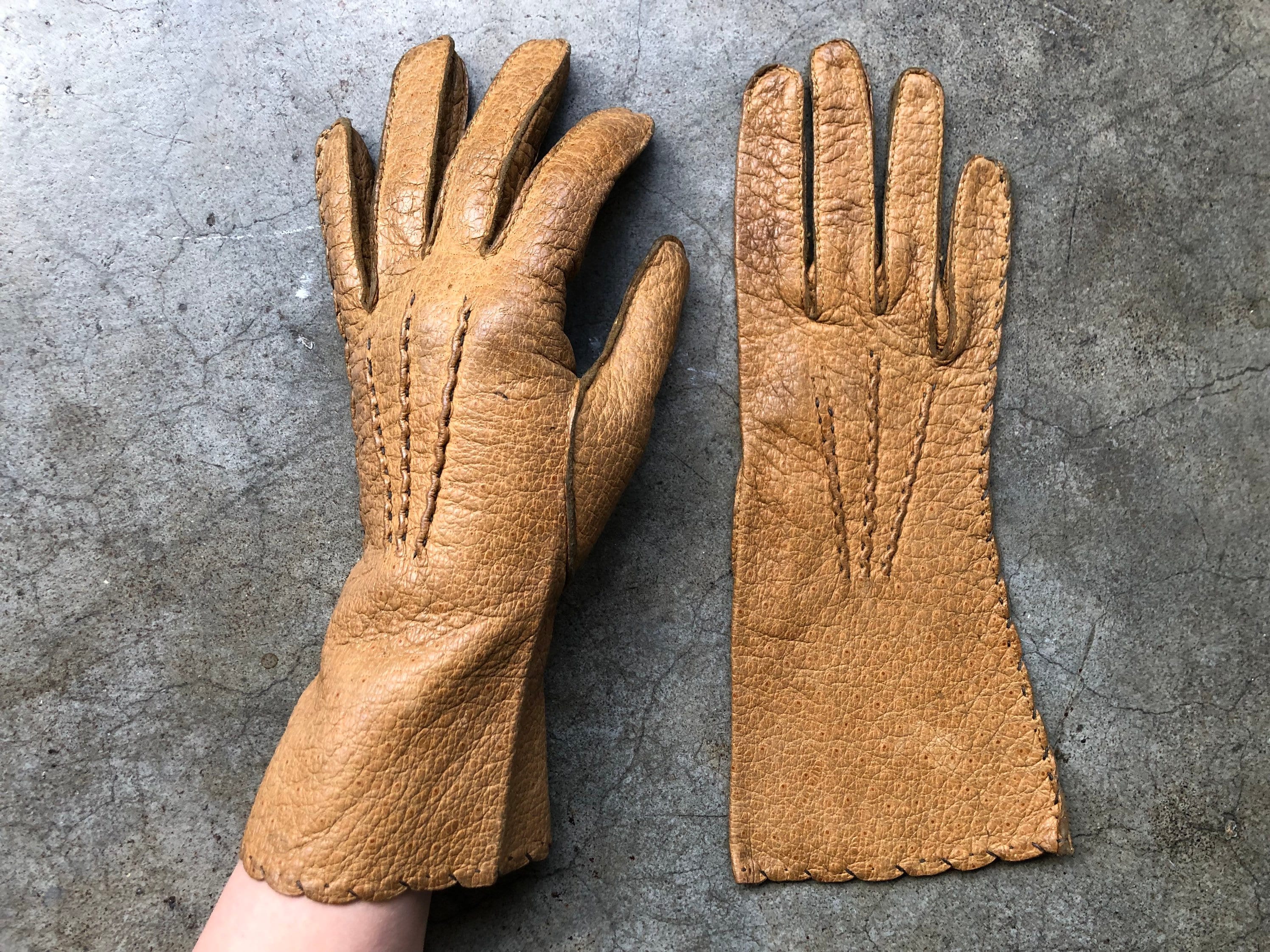 Vintage Pittards Tan Brown Leather Gloves 