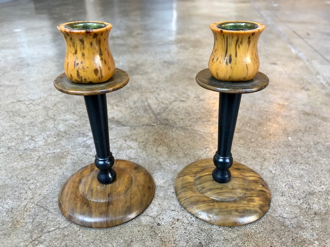 Antique 1930s Bakelite Faux Tortoiseshell Art Deco Pair Set of 2
